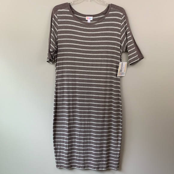 NWT LulaRoe Julia dress- gray and white - Picture 1 of 7